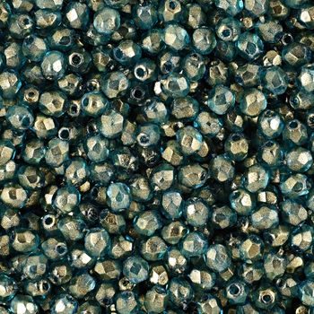 Glass fire polished beads 3mm Halo Azurite
