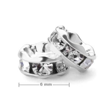 Rhinestone rondelle 6mm silver Crystal