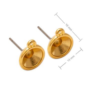 Manumi titanium ear posts with settings for SWAROVSKI 1088 SS39 and with a loop gold-plated