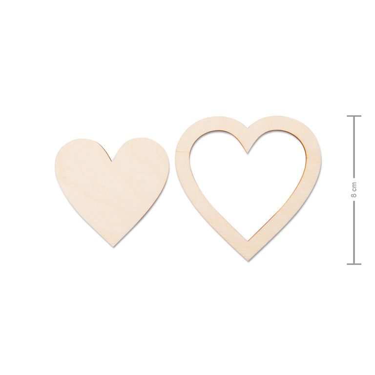 Wooden cutout and centre heart 8cm