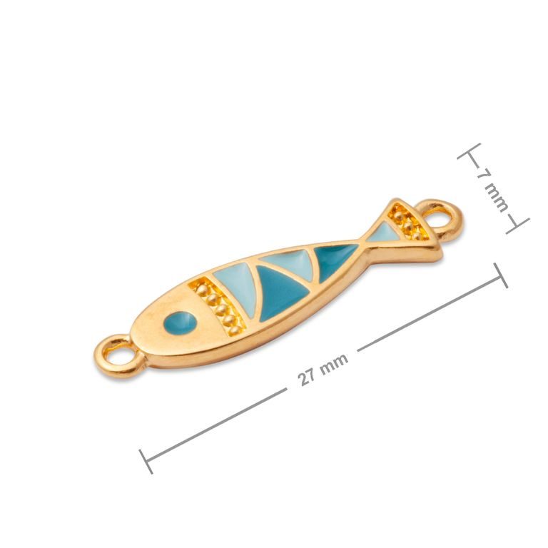 Manumi connector blue fish 27x7mm gold-plated