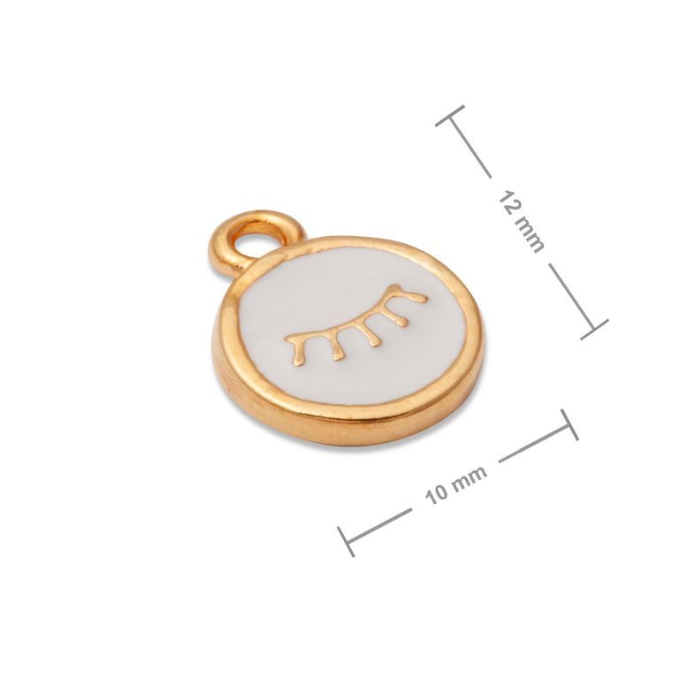 Manumi pendant wink with white enamel 12x10mm gold-plated