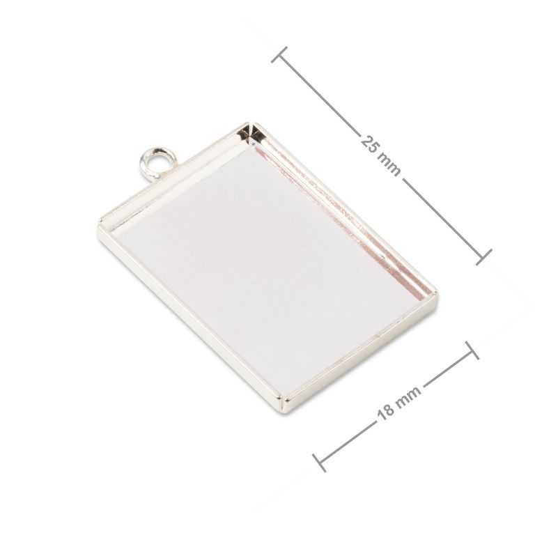 Jewellery pendatn setting rectangle 25x18mm in the colour of platinum