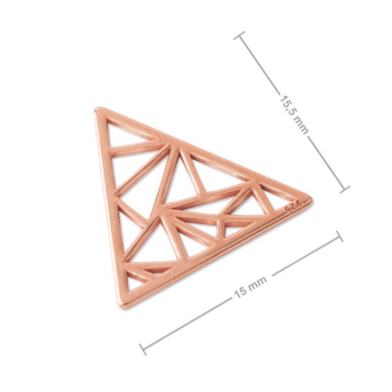 Strieborný prívesok origami trojuholník pozlátený ružovým zlatom č.953
