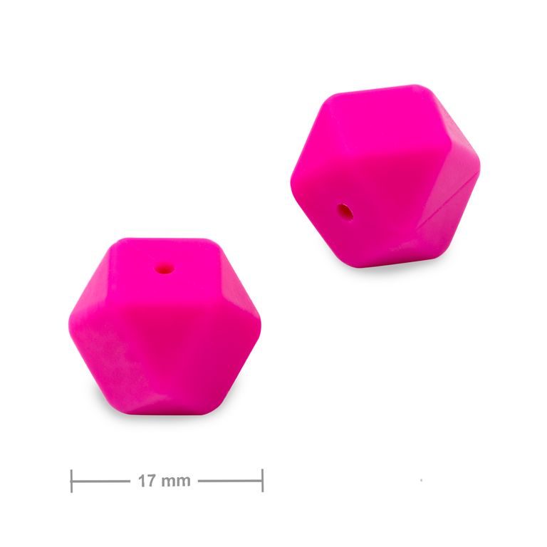 Silikonové korálky hexagon 17mm Pink Glaze