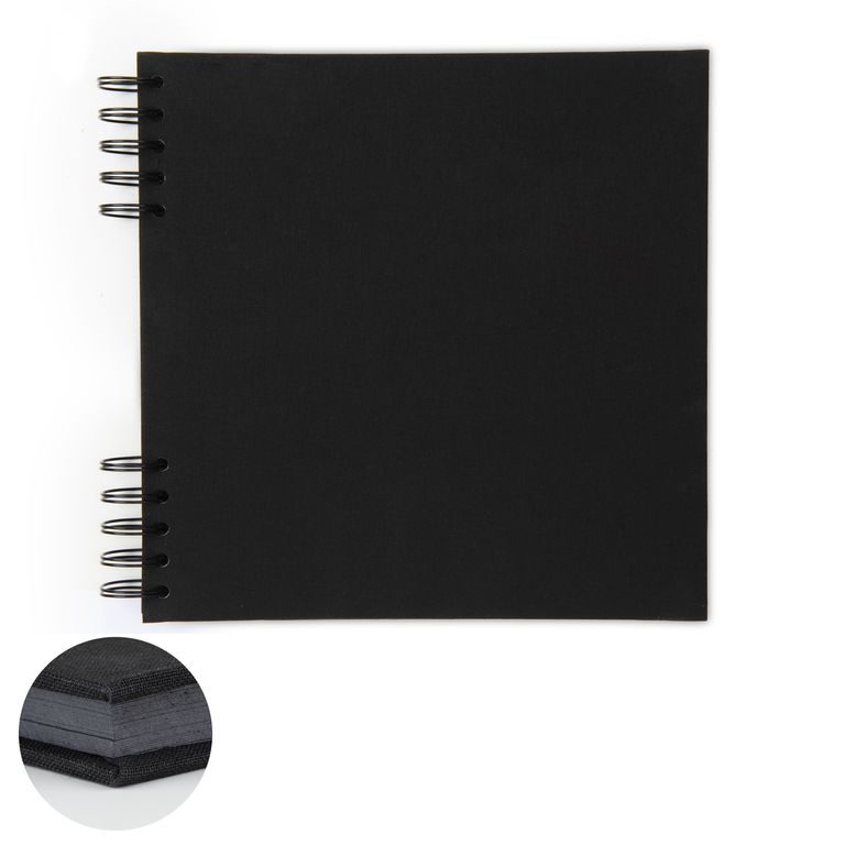 Scrapbookový krúžkový blok na šírku 24 listov 22x22cm v čiernej farbe 300g/m²