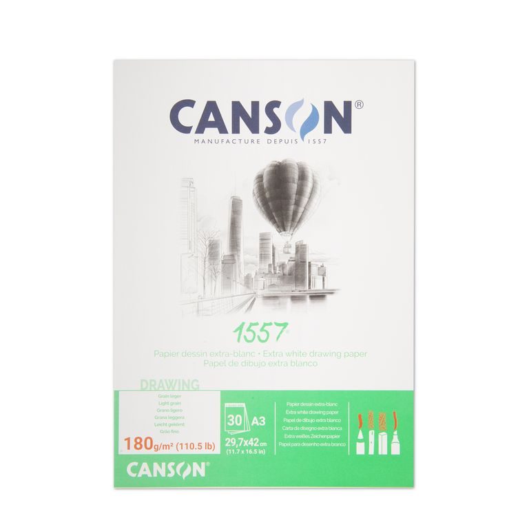 Canson skicák 1557 30 listů A3 180 g/m² lepený