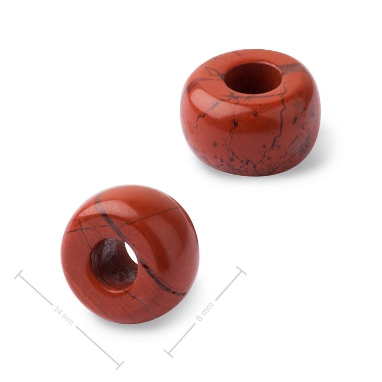 Mineral Red Jasper rondelle bead with large hole for Macramé 14x8mm