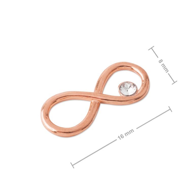 Silver connector infinity with a SWAROVSKI stone 16mm rose gold plated No.983