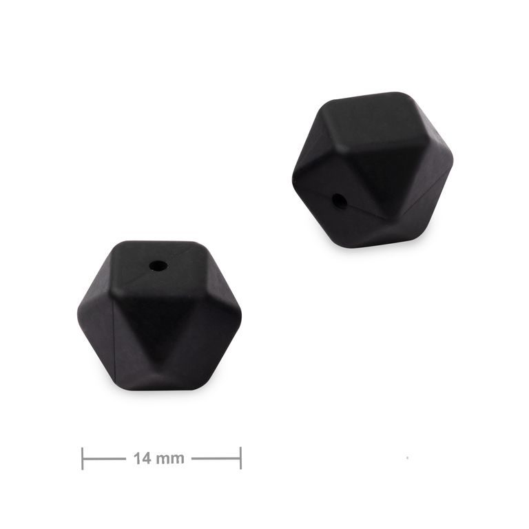 Silicone beads hexagon 14mm Black