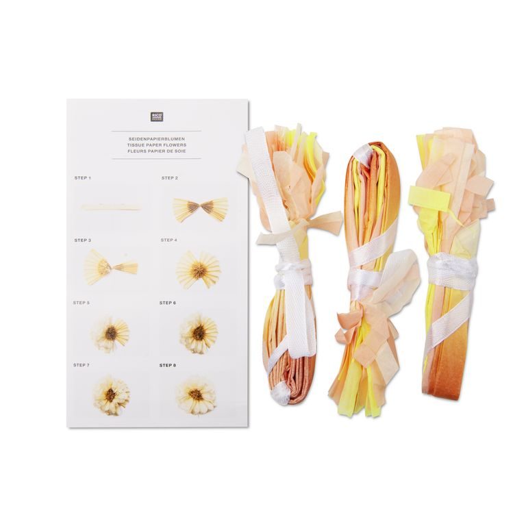 Tissue paper flowers kit - daffodils diameter 13 cm
