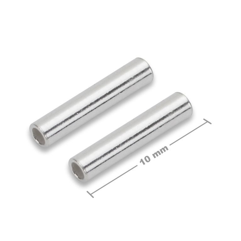 Stříbrná rovná distanční trubička 10 x 2 mm