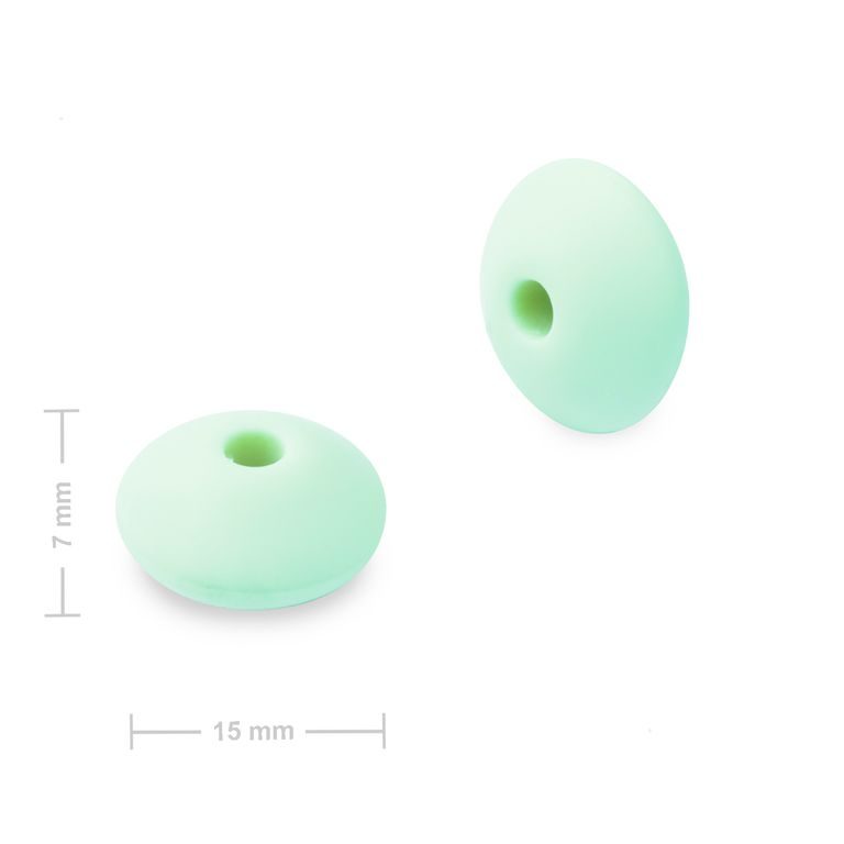 Silicone lentil beads 12x7mm Mint Green