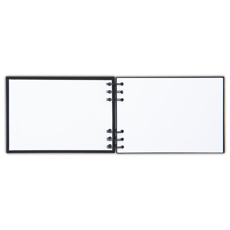 Scrapbookový krúžkový blok na šírku 24 listov A6 v čiernej farbe s bielym papierom 300g/m²