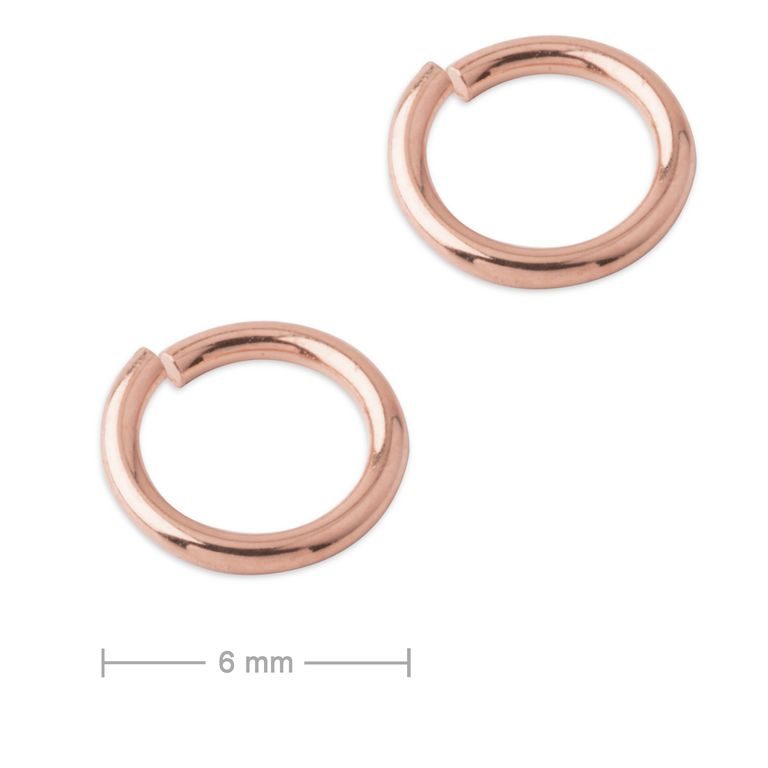 Stříbrný spojovací kroužek 6 mm pozlacený 18K růžovým zlatem