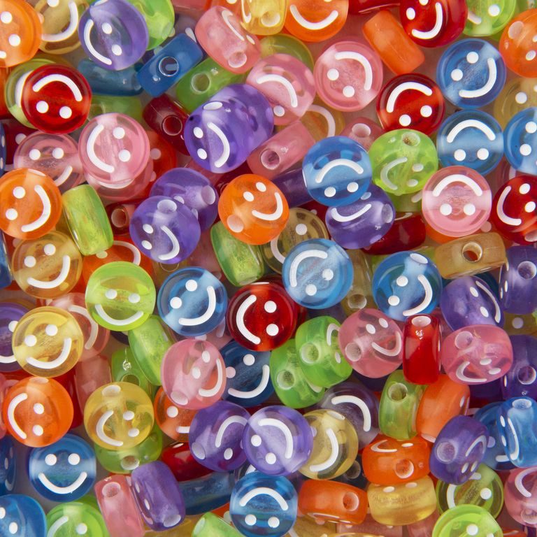 Colourful plastic beads with Emojis