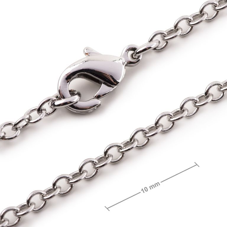 Jewellery chain with 2.5mm link with a clasp in the colour of platinum 50cm