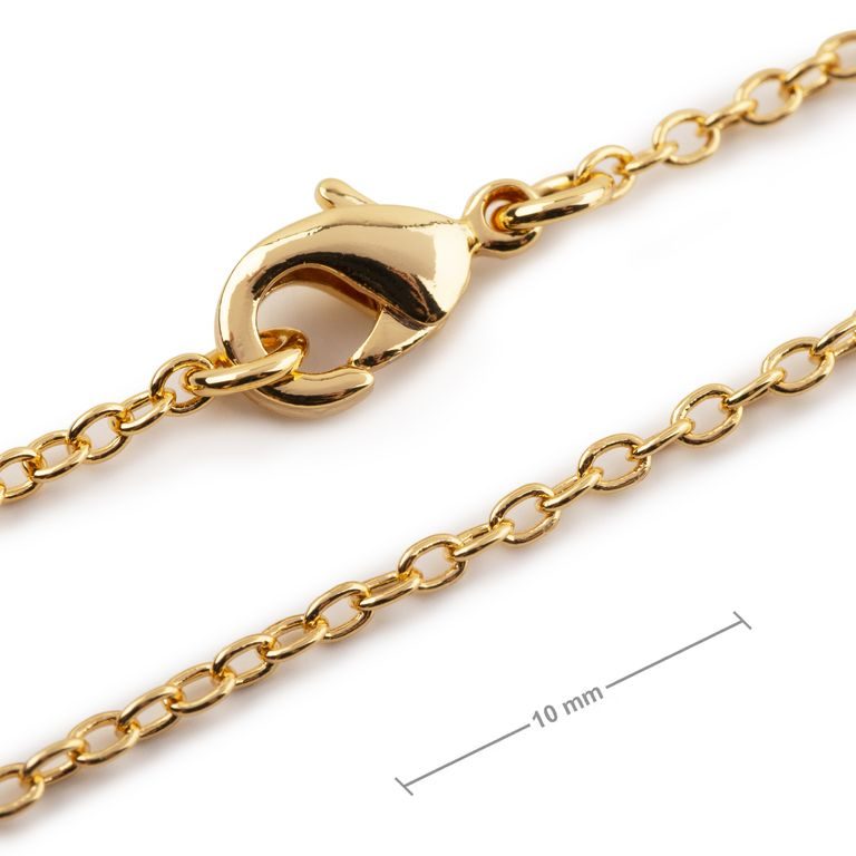 Jewellery chain with 2mm link with a clasp in the colour of gold 50cm