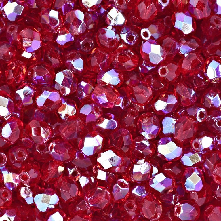 Manumi české broušené korálky 4mm Siam Ruby AB