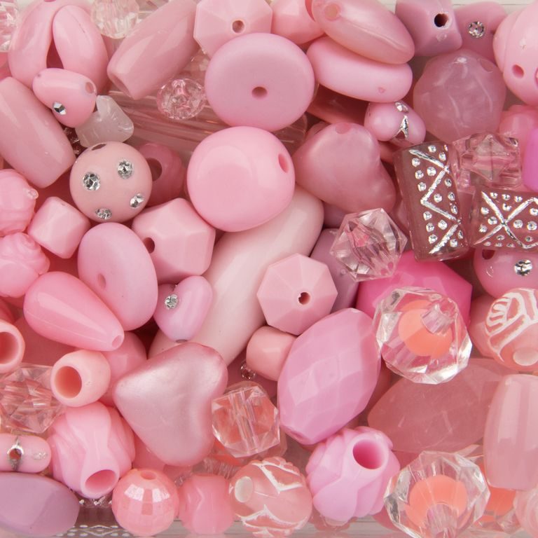 Mix of plastic beads pink