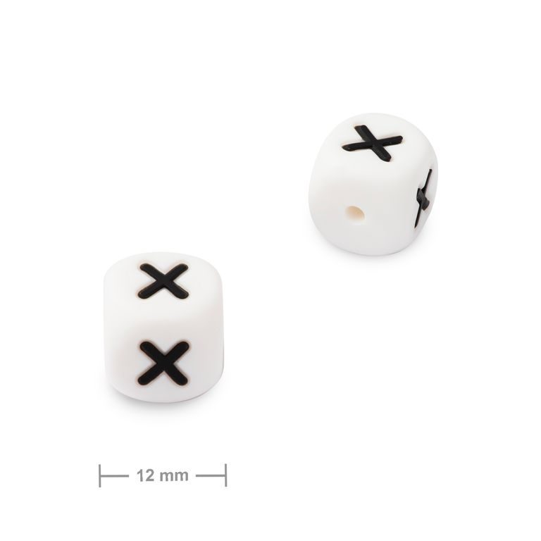 Silicone cube bead 12mm with letter X