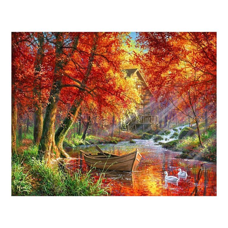Malování podle čísel podzimní řeka a loď 40x50cm