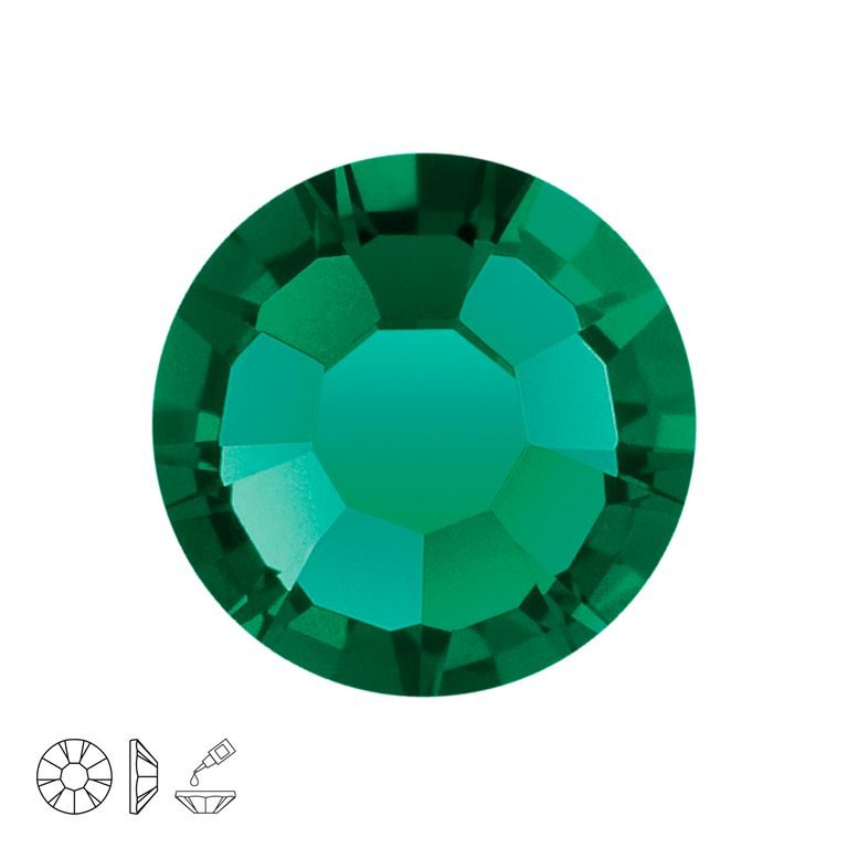 Preciosa MC nalepovací šatónová ruže MAXIMA SS20 Emerald