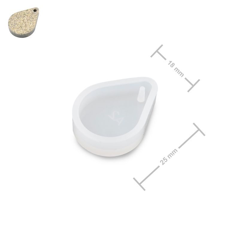 Silicone mould for crystal resin pendant drop 25x18mm