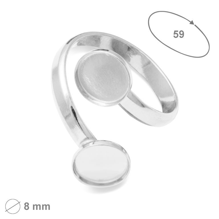 Stříbrný základ na prsten s dvěma lůžky 8 mm