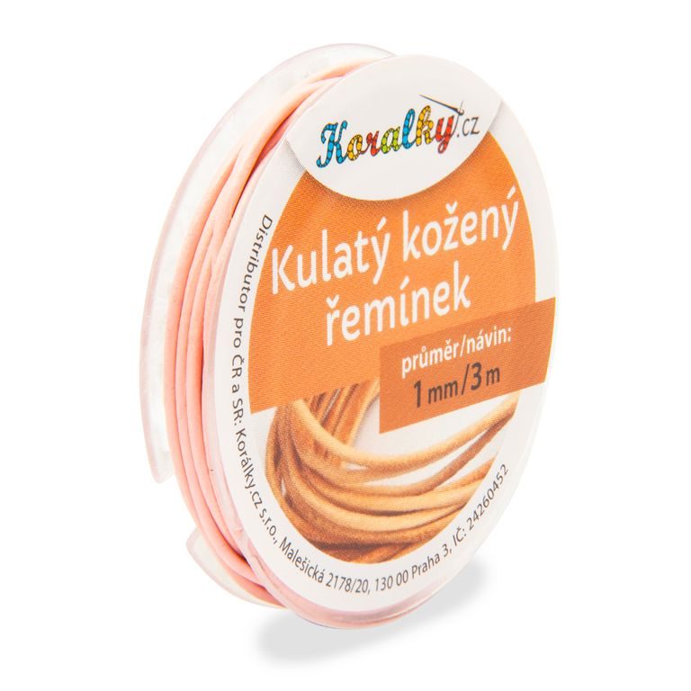 Okrúhly kožený remienok 1mm/3m růžový č.4