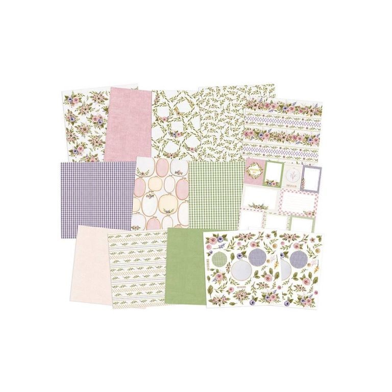 Set of double-sided papers for scrapbook 30x30cm 12 sheets P13 Stitched with love