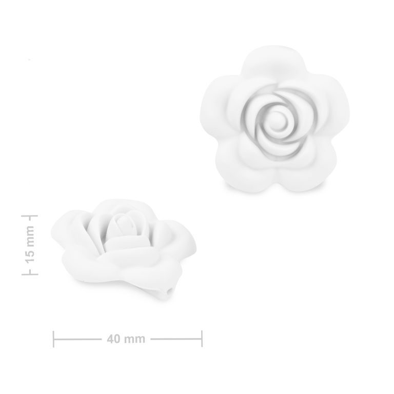 Silicone beads flower 40x40x15mm Snow White