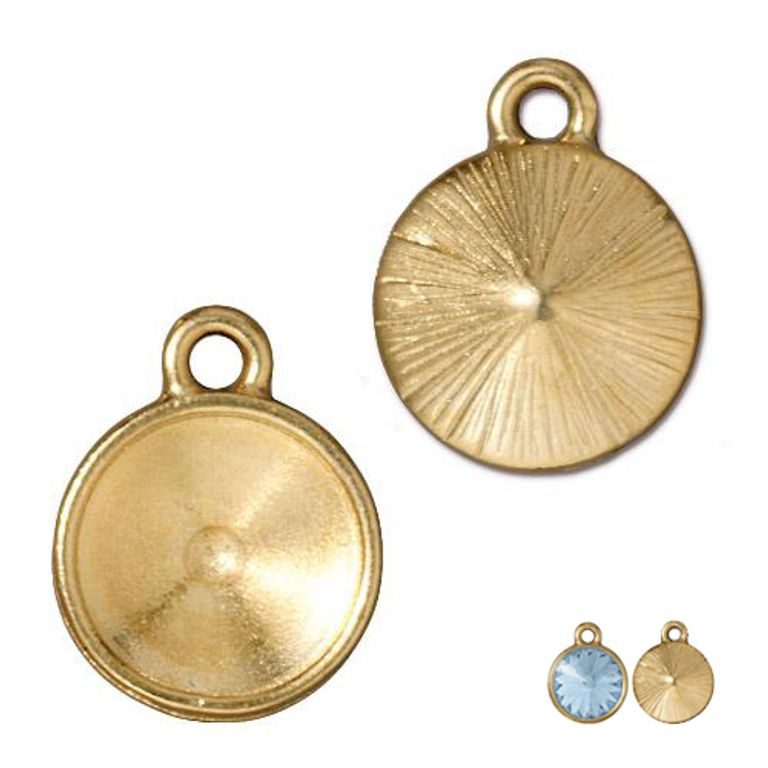 TierraCast pendant Plain Round for rivoli 12mm gold