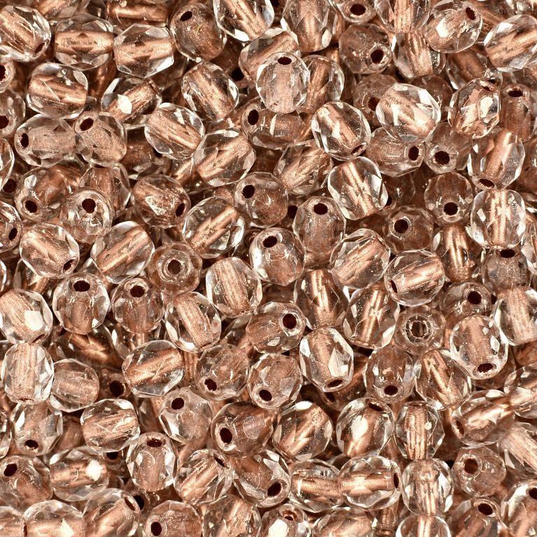 Brúsené koráliky 4mm Crystal Copper Lined