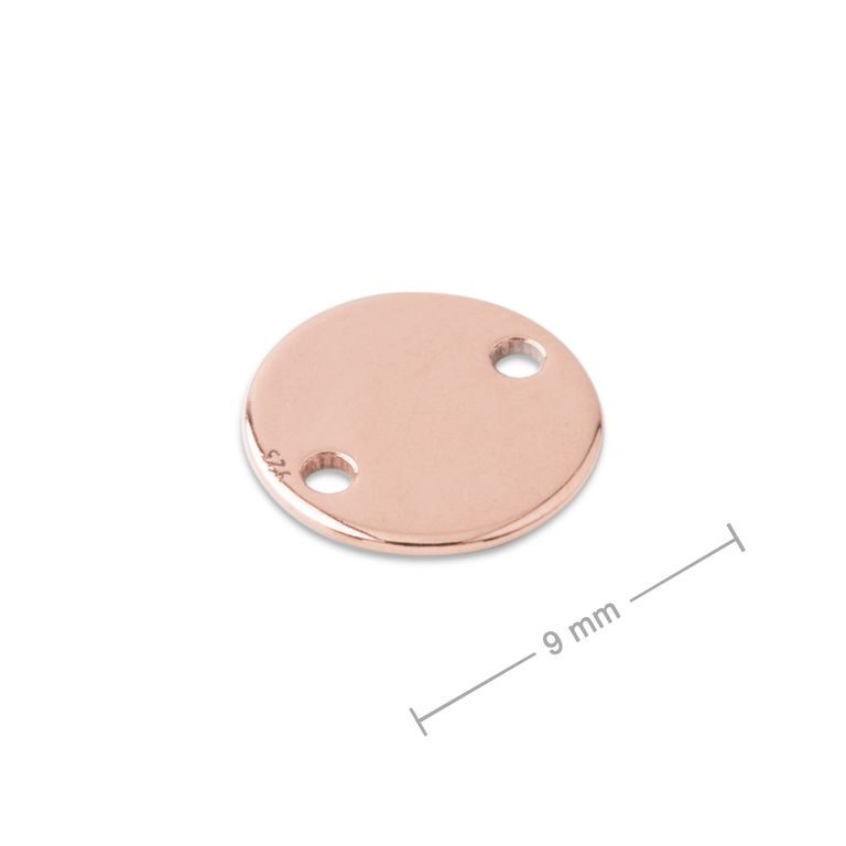 Silver connector round rose gold-plated 9mm No.771