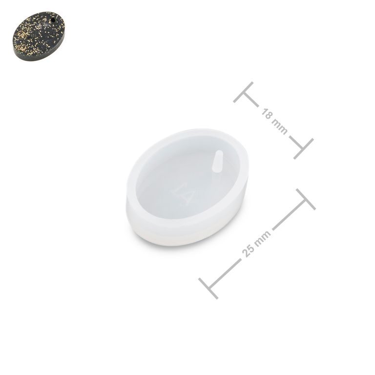 Silicone mould for crystal resin oval pendant 25x18mm