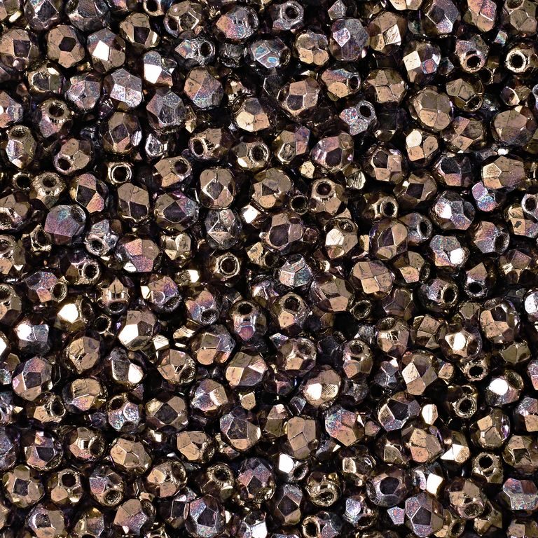 Glass fire polished beads 3mm Dark Bronze