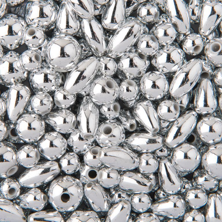 Metallic plastic beads silver