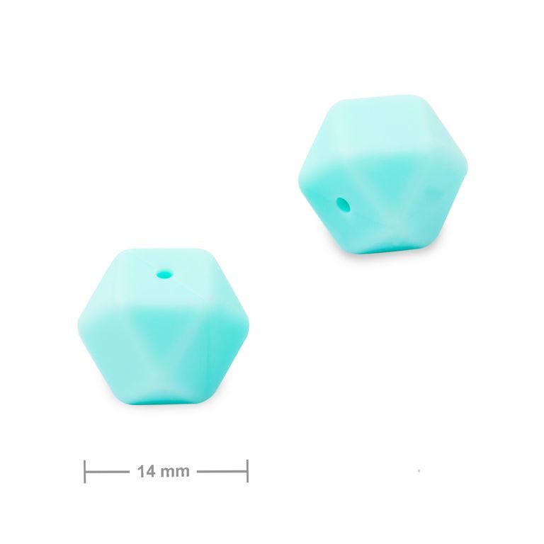 Silicone beads hexagon 14mm Caribbean Blue