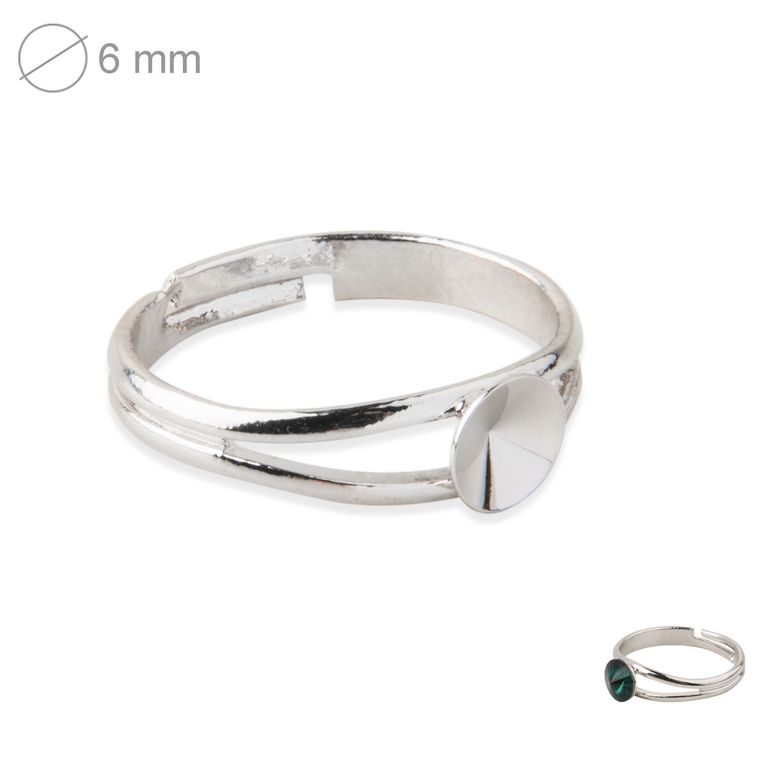 Rivoli prsteň jednoduchý 6mm rhodium