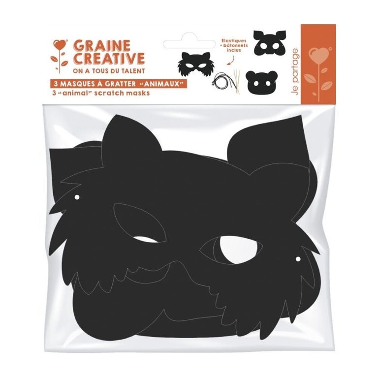 Scratch masks in the shape of an animal 3 pcs