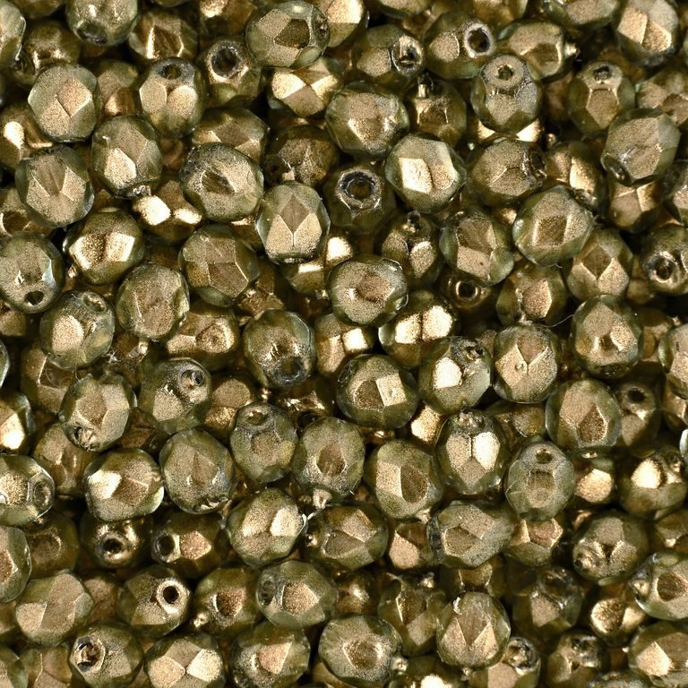 Glass fire polished beads 4mm Halo Linen