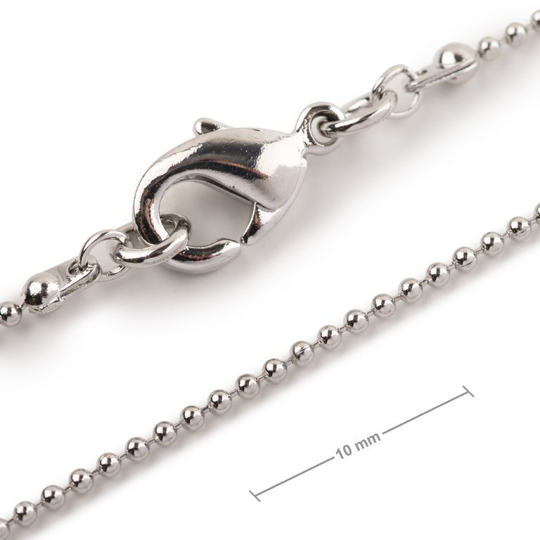 Jewellery ball chain with a clasp in the colour of platinum 50cm