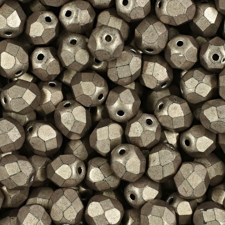 Glass fire polished beads 6mm Saturated Metallic Hazelnut