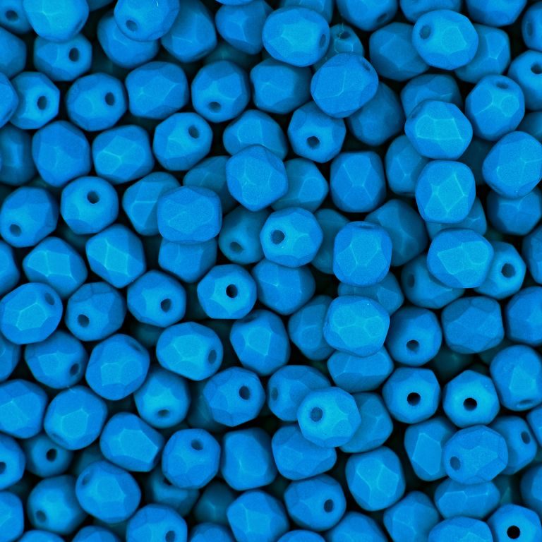 Brúsené koráliky 4mm Neon Blue