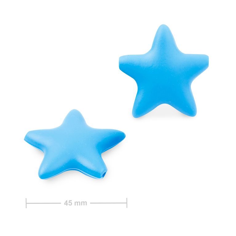 Silikónové koráliky hviezdička 45x45mm Sky Blue