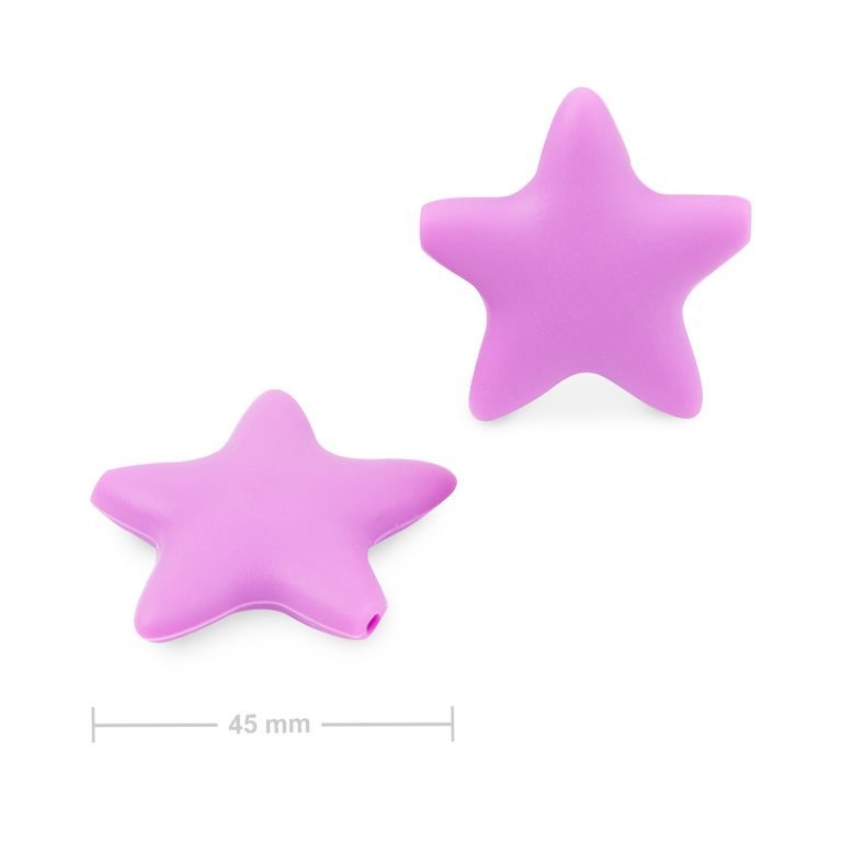 Silicone beads star 45x45mm Light Violet