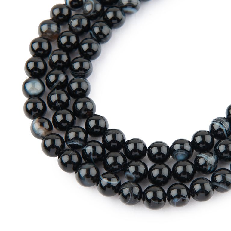 Black Banded Agate beads 6mm