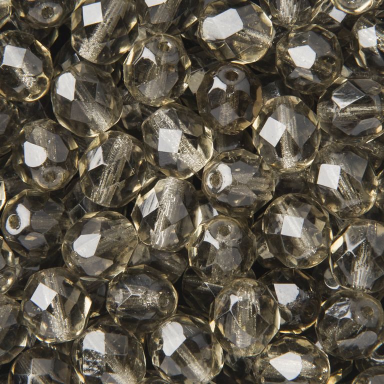 Glass fire polished beads 8mm Black Diamond