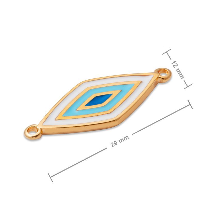Manumi connector rhombus with pattern 29x12mm gold-plated